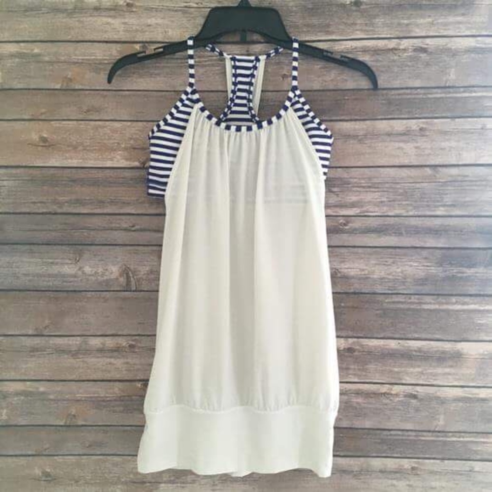 Lululemon No Limits Blue & White Striped Tank